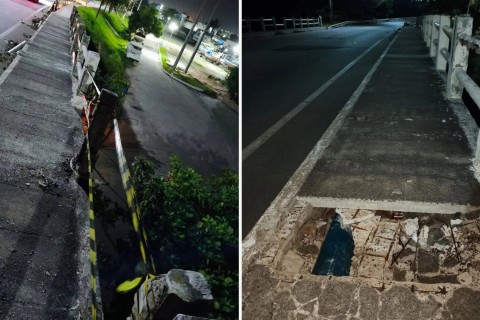 Defesa Civil adverte para risco de queda de estrutura em ponte do Pontal em Marataízes