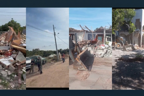 Força-tarefa derruba construções ilegais na Lagoa de Guanandy (Gomes), em Itapemirim
