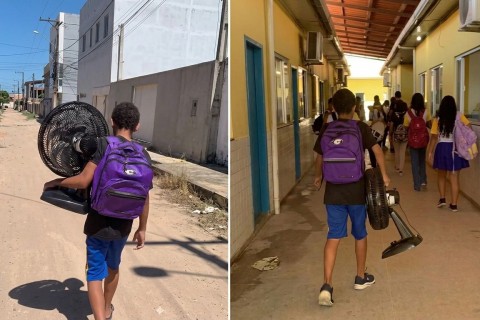Calor e falta de estrutura: Mãe de aluno que levou ventilador para escola diz que sofreu ameaças