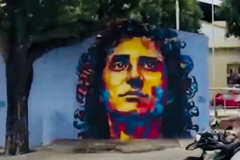 Muro em Cachoeiro ganha obra em homenagem a Roberto Carlos