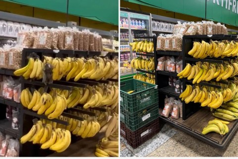 Saguis 'fazem a festa' em banca de bananas de supermercado em Cachoeiro